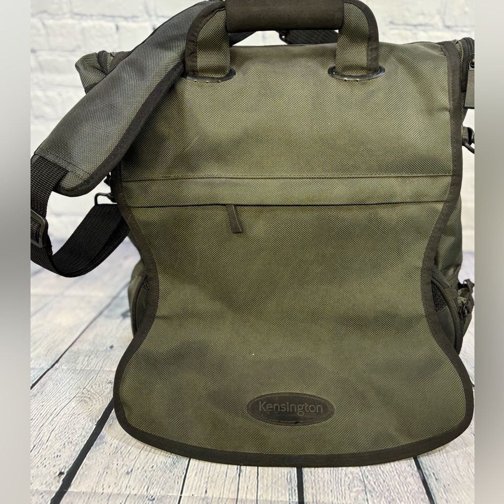 Kensington Saddle Pro Khaki Green Laptop Convertible Backpack Messenger Bag